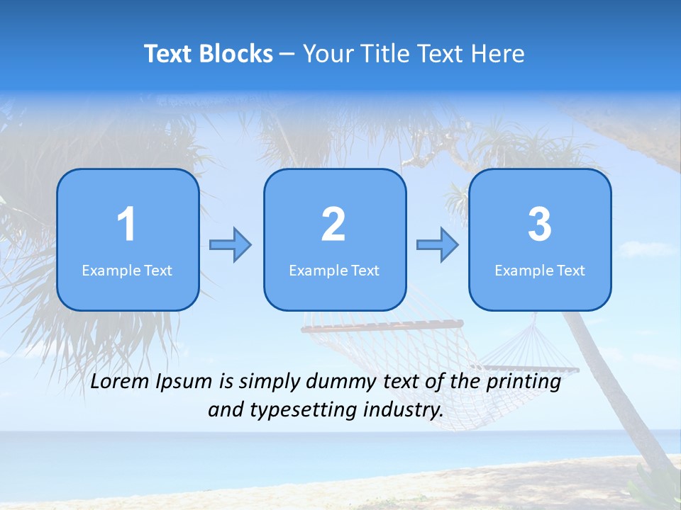 View Of Nice White Hammock Hanging Between Two Palms PowerPoint Template