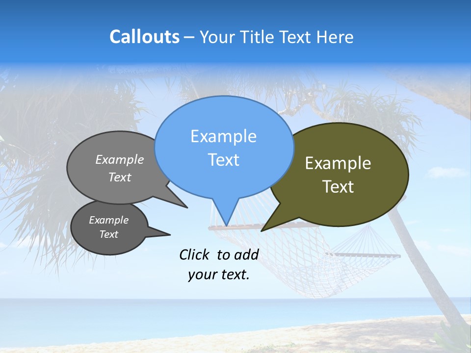 View Of Nice White Hammock Hanging Between Two Palms PowerPoint Template