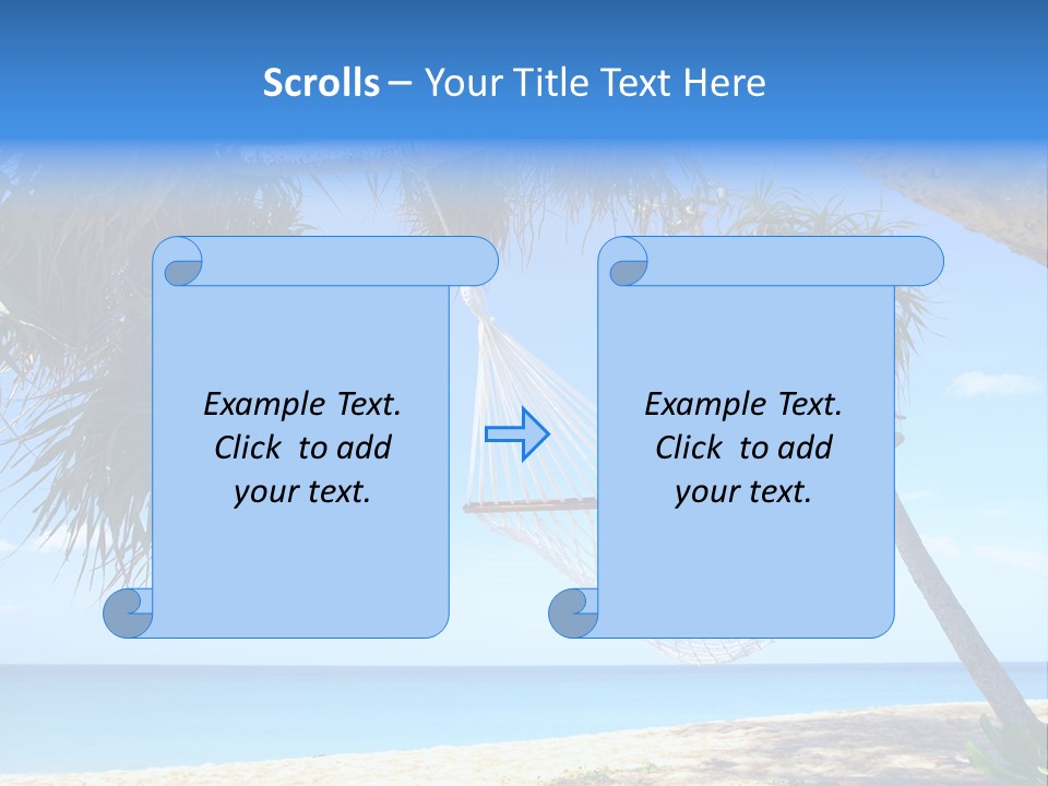 View Of Nice White Hammock Hanging Between Two Palms PowerPoint Template
