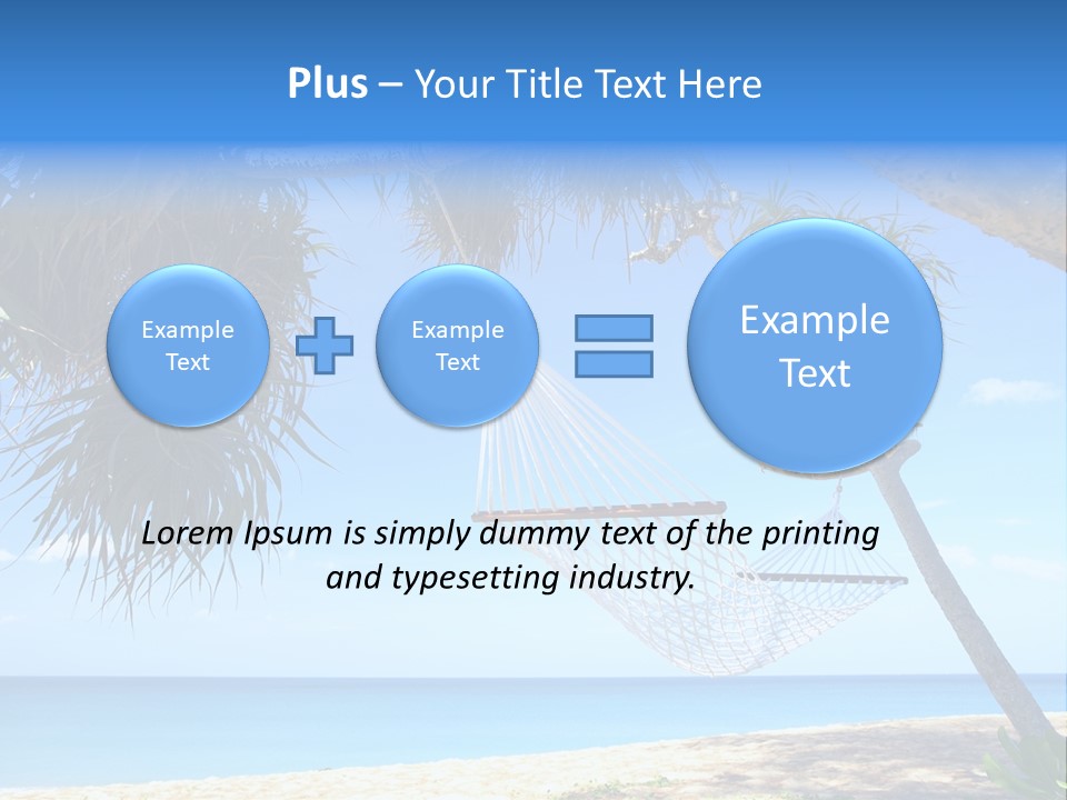 View Of Nice White Hammock Hanging Between Two Palms PowerPoint Template