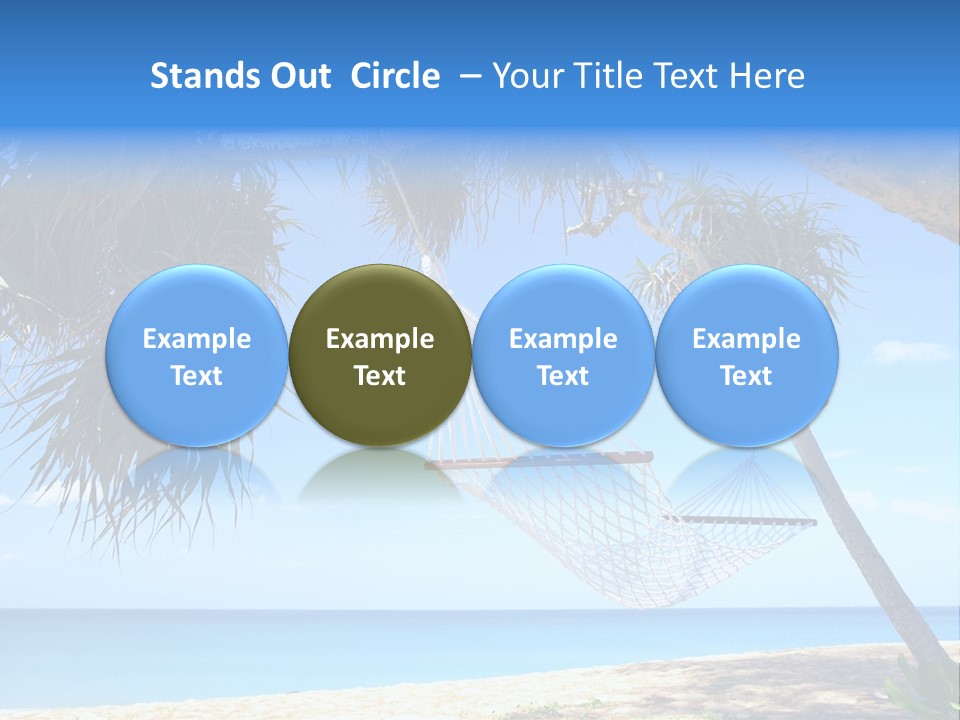 View Of Nice White Hammock Hanging Between Two Palms PowerPoint Template