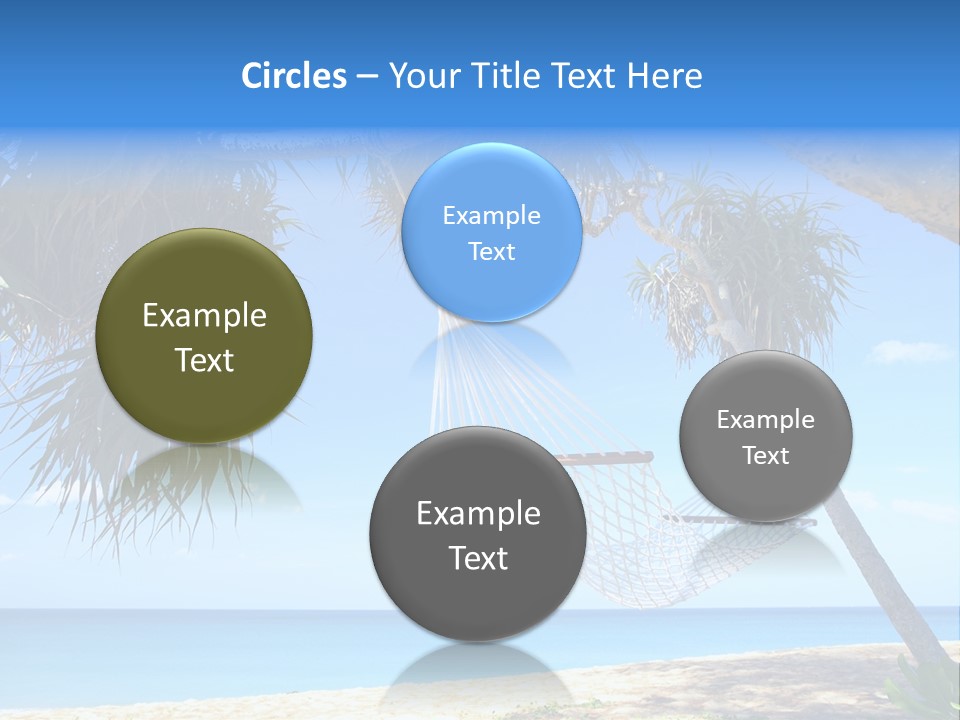 View Of Nice White Hammock Hanging Between Two Palms PowerPoint Template