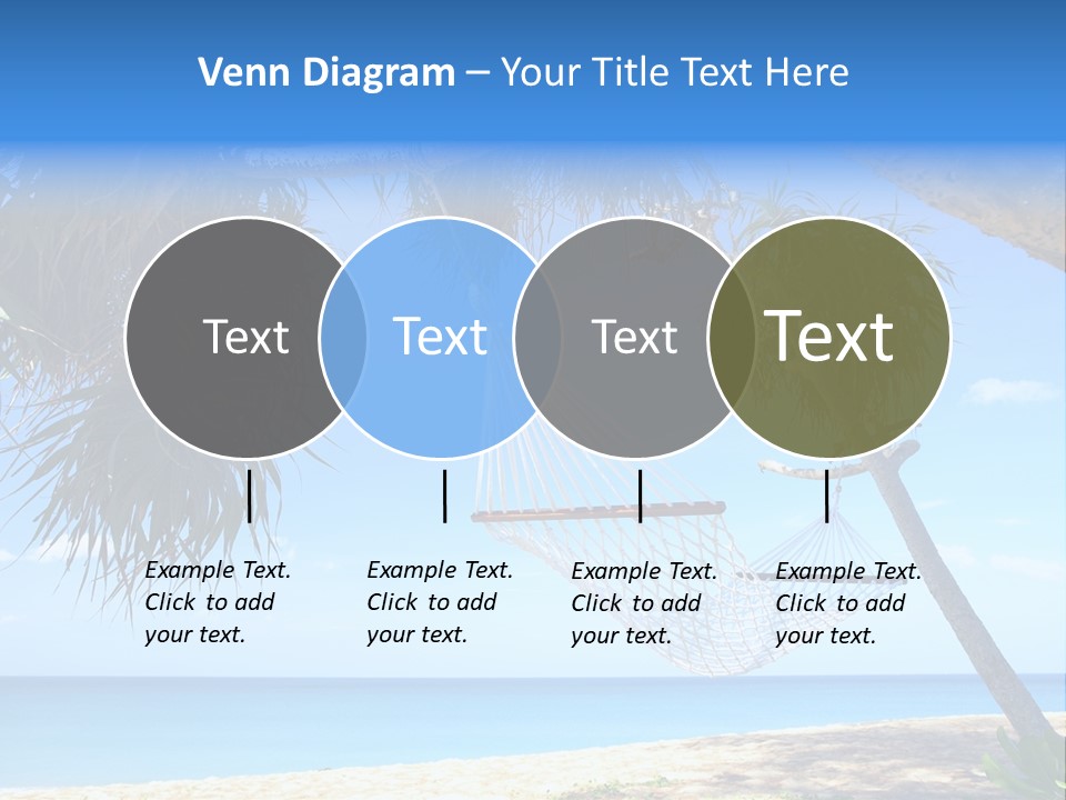 View Of Nice White Hammock Hanging Between Two Palms PowerPoint Template