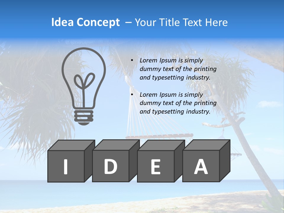 View Of Nice White Hammock Hanging Between Two Palms PowerPoint Template