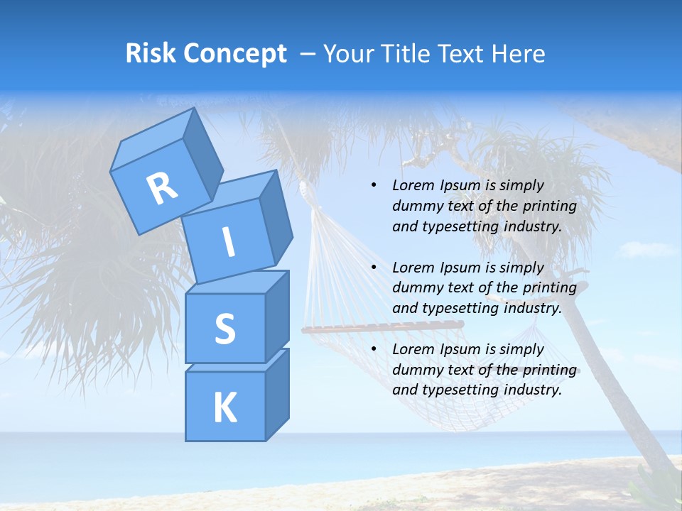 View Of Nice White Hammock Hanging Between Two Palms PowerPoint Template