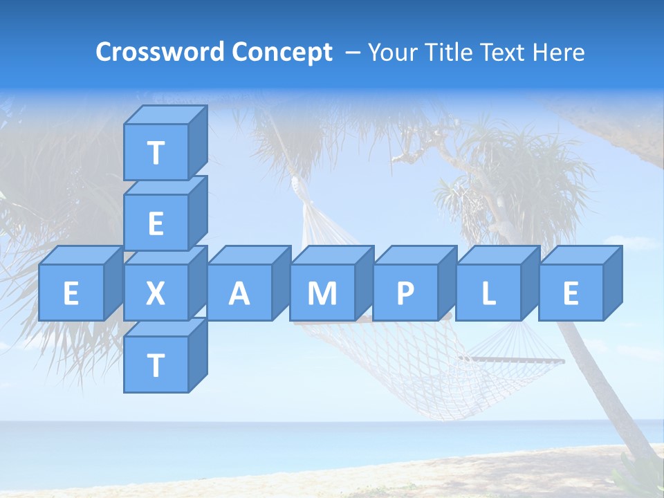 View Of Nice White Hammock Hanging Between Two Palms PowerPoint Template