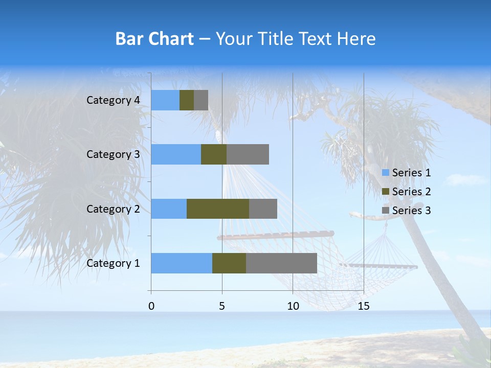 View Of Nice White Hammock Hanging Between Two Palms PowerPoint Template