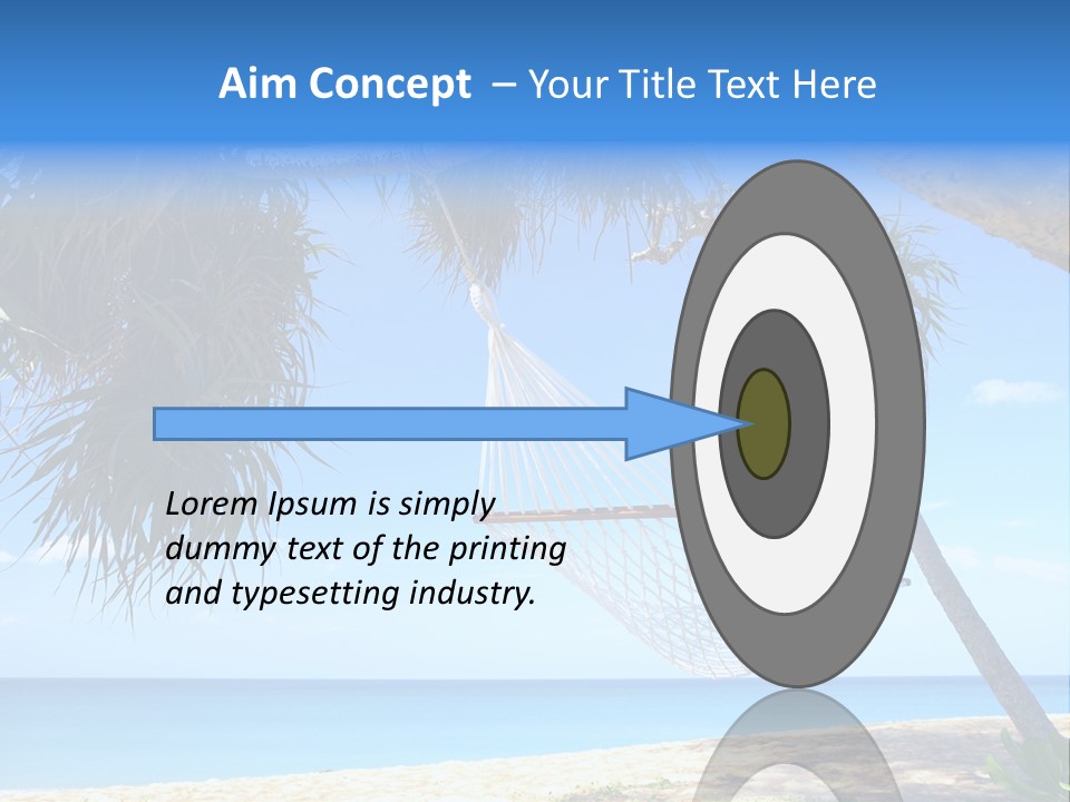 View Of Nice White Hammock Hanging Between Two Palms PowerPoint Template