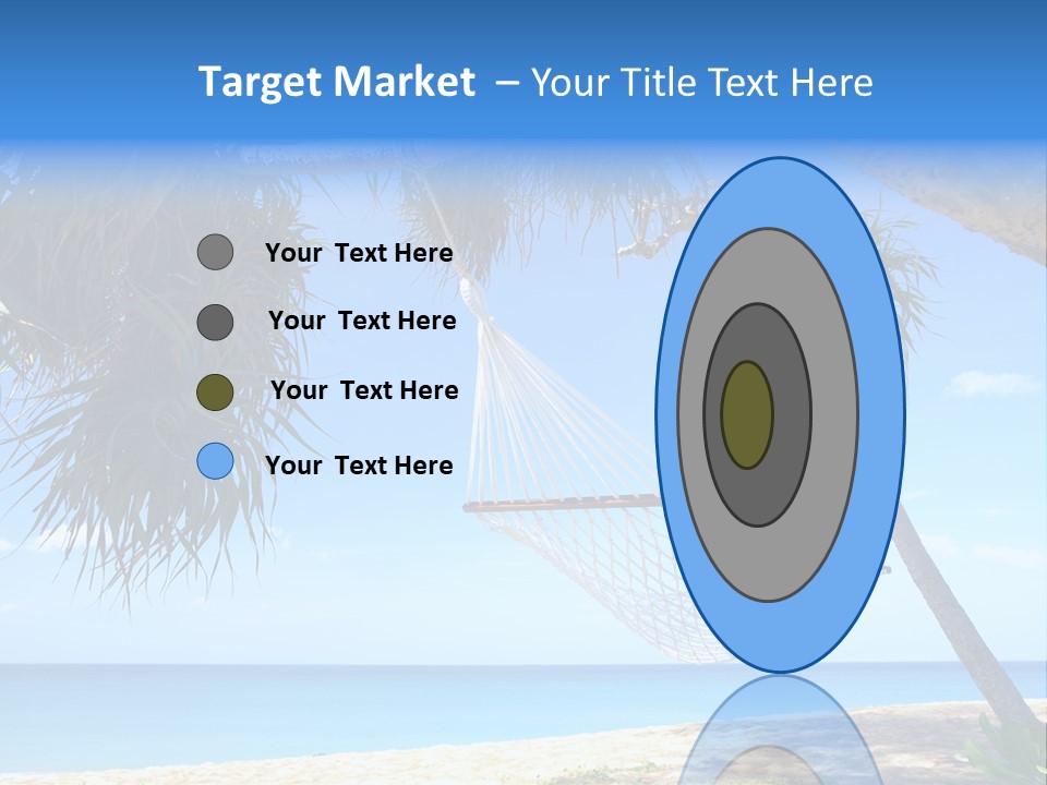 View Of Nice White Hammock Hanging Between Two Palms PowerPoint Template