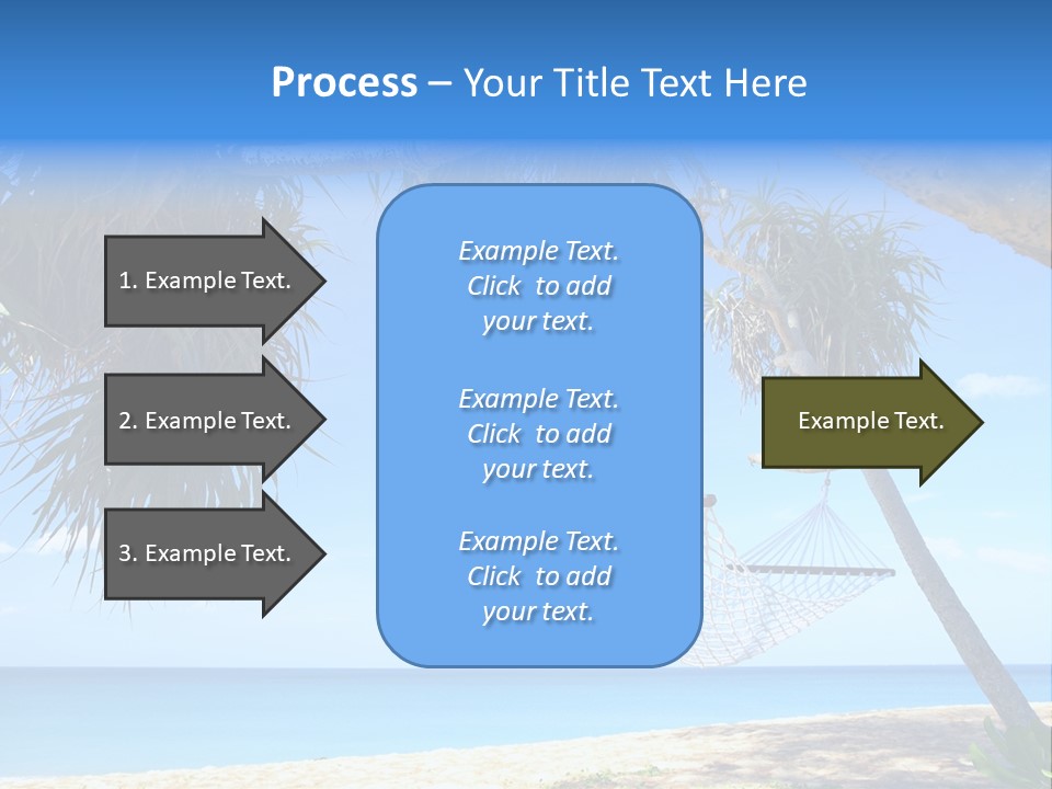 View Of Nice White Hammock Hanging Between Two Palms PowerPoint Template