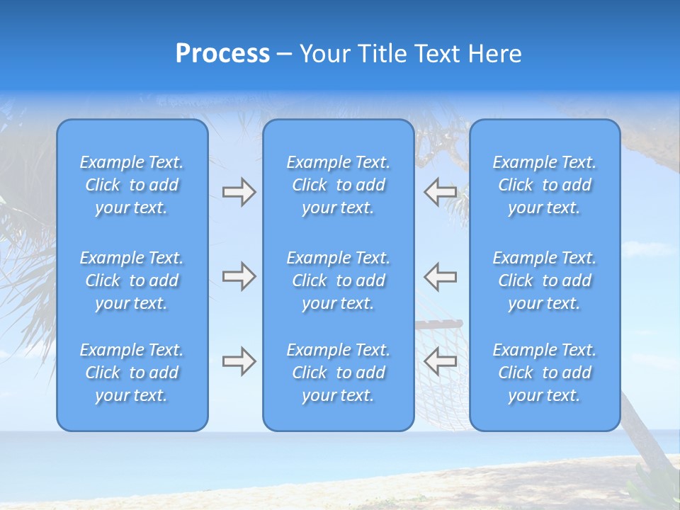 View Of Nice White Hammock Hanging Between Two Palms PowerPoint Template