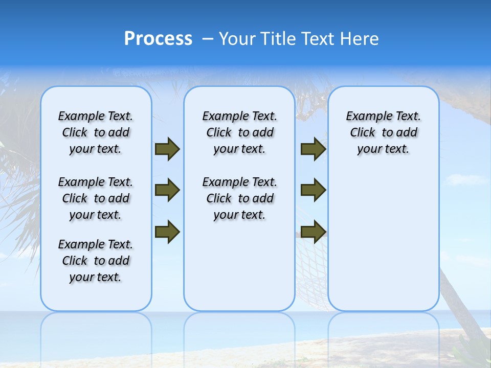 View Of Nice White Hammock Hanging Between Two Palms PowerPoint Template