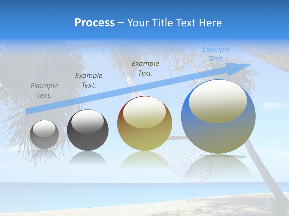 View Of Nice White Hammock Hanging Between Two Palms PowerPoint Template