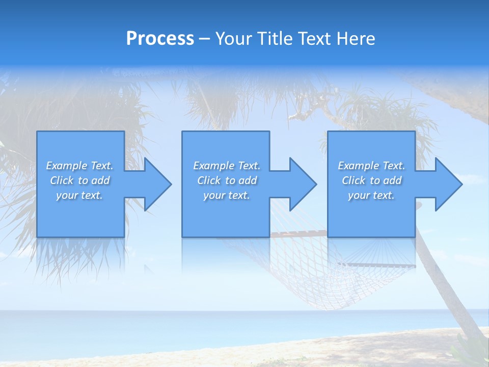 View Of Nice White Hammock Hanging Between Two Palms PowerPoint Template