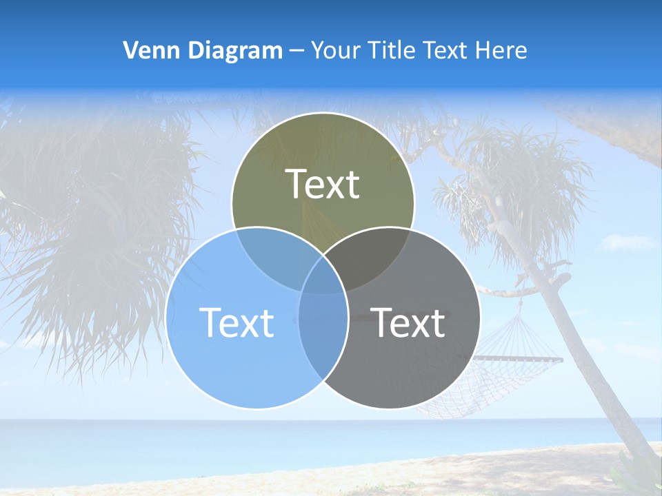 View Of Nice White Hammock Hanging Between Two Palms PowerPoint Template