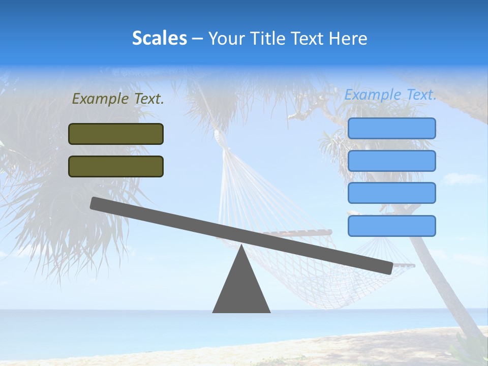 View Of Nice White Hammock Hanging Between Two Palms PowerPoint Template