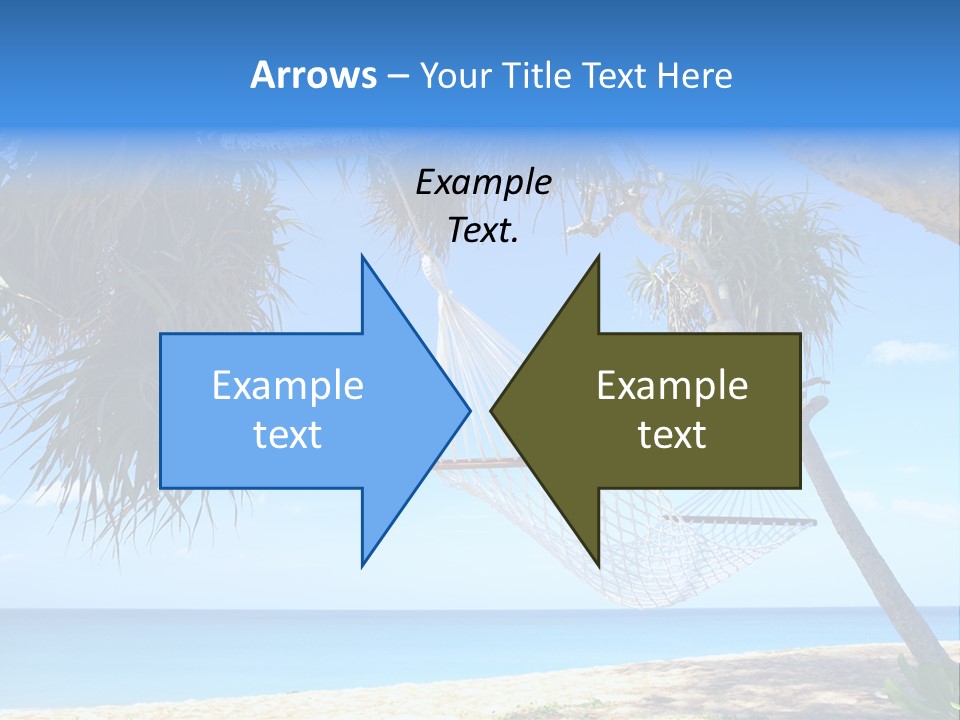 View Of Nice White Hammock Hanging Between Two Palms PowerPoint Template