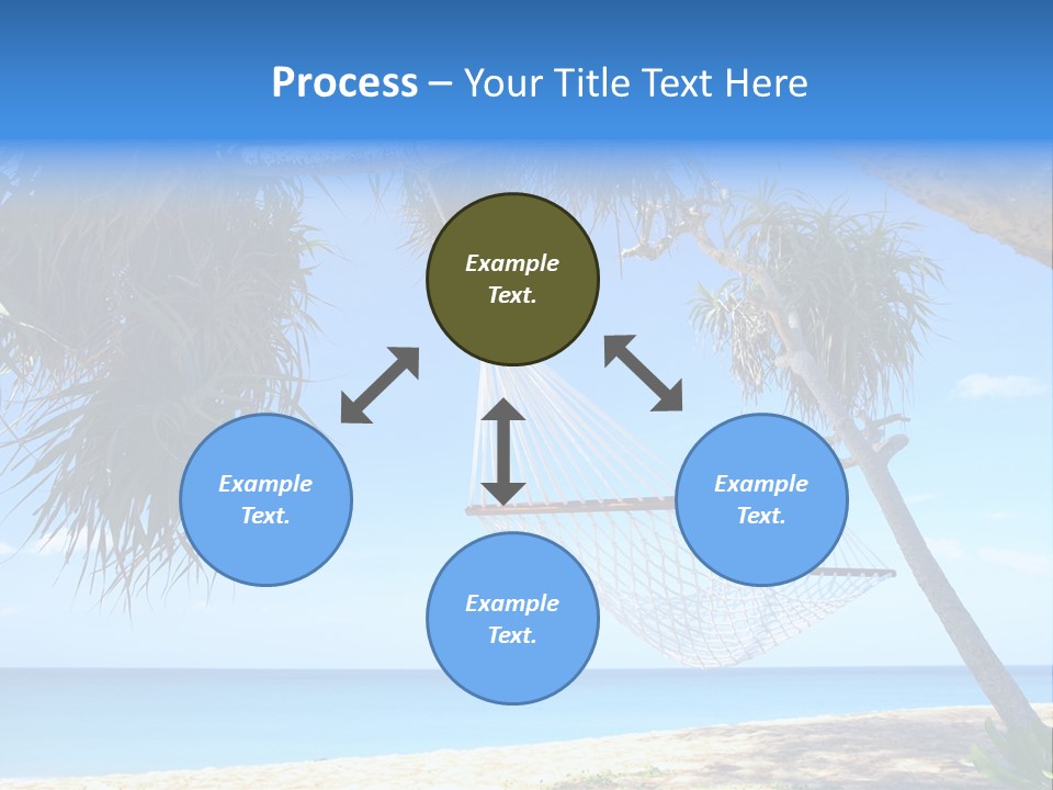 View Of Nice White Hammock Hanging Between Two Palms PowerPoint Template