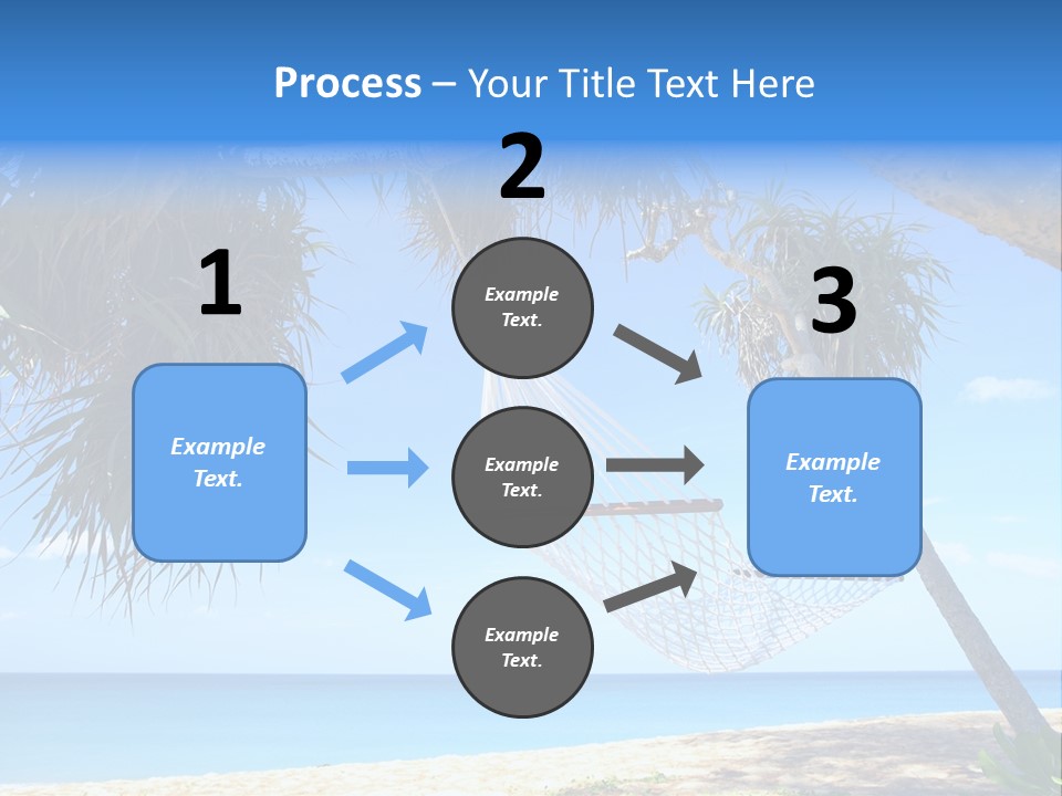 View Of Nice White Hammock Hanging Between Two Palms PowerPoint Template