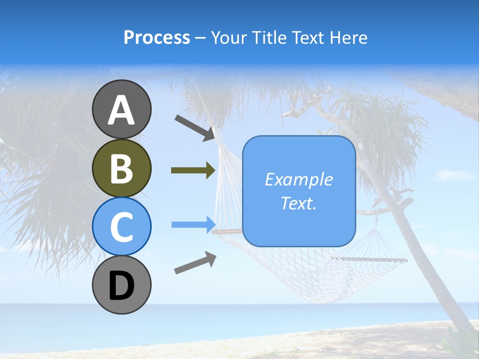 View Of Nice White Hammock Hanging Between Two Palms PowerPoint Template