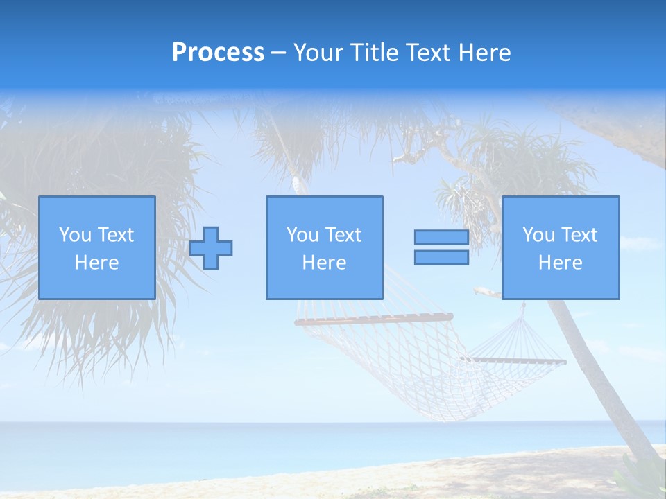 View Of Nice White Hammock Hanging Between Two Palms PowerPoint Template