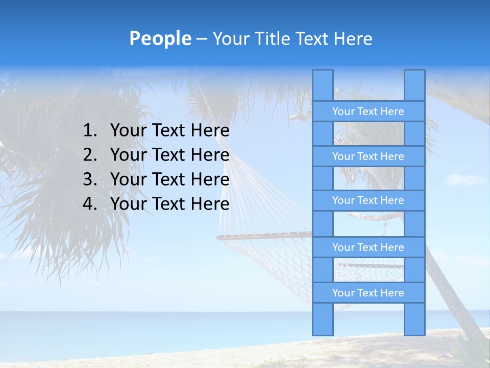 View Of Nice White Hammock Hanging Between Two Palms PowerPoint Template