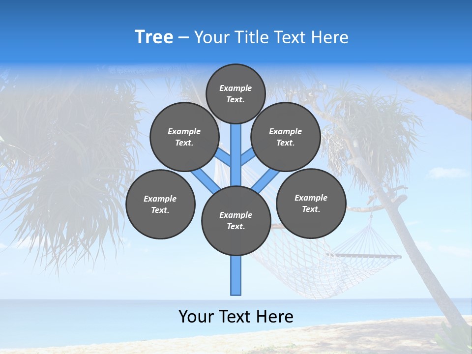 View Of Nice White Hammock Hanging Between Two Palms PowerPoint Template