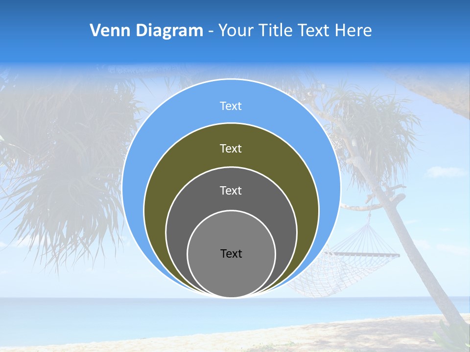 View Of Nice White Hammock Hanging Between Two Palms PowerPoint Template