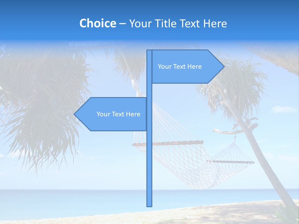 View Of Nice White Hammock Hanging Between Two Palms PowerPoint Template
