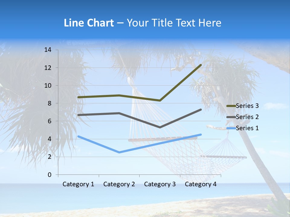 View Of Nice White Hammock Hanging Between Two Palms PowerPoint Template