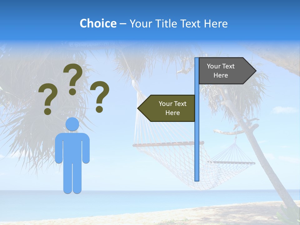 View Of Nice White Hammock Hanging Between Two Palms PowerPoint Template