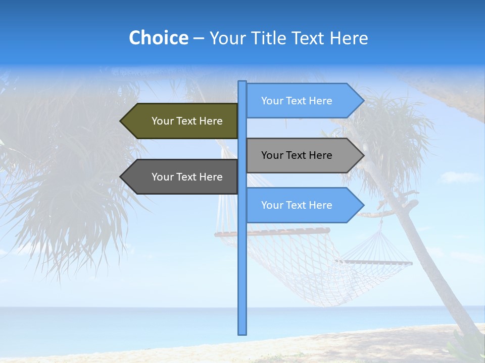 View Of Nice White Hammock Hanging Between Two Palms PowerPoint Template