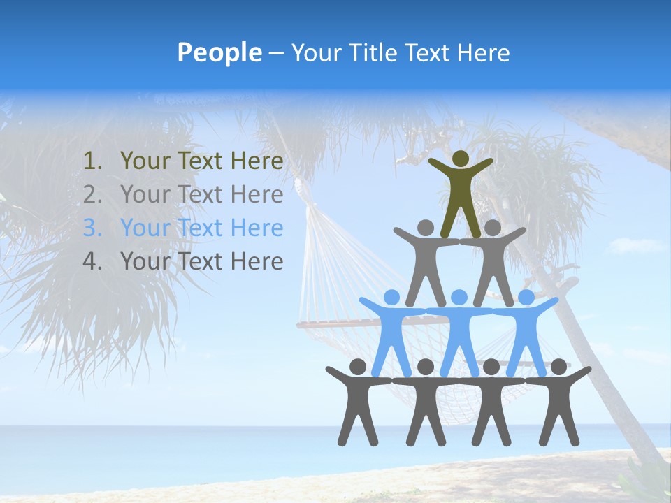 View Of Nice White Hammock Hanging Between Two Palms PowerPoint Template