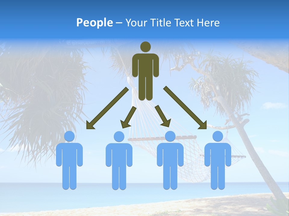 View Of Nice White Hammock Hanging Between Two Palms PowerPoint Template