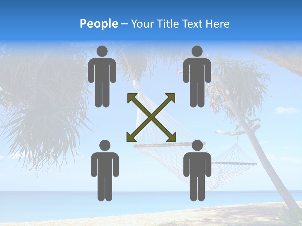 View Of Nice White Hammock Hanging Between Two Palms PowerPoint Template