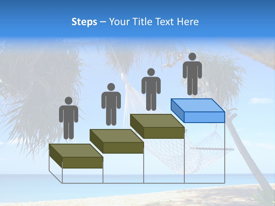 View Of Nice White Hammock Hanging Between Two Palms PowerPoint Template