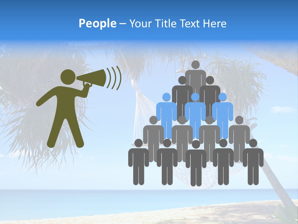 View Of Nice White Hammock Hanging Between Two Palms PowerPoint Template