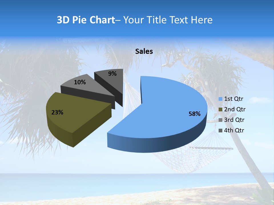 View Of Nice White Hammock Hanging Between Two Palms PowerPoint Template