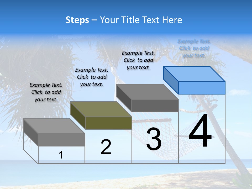 View Of Nice White Hammock Hanging Between Two Palms PowerPoint Template