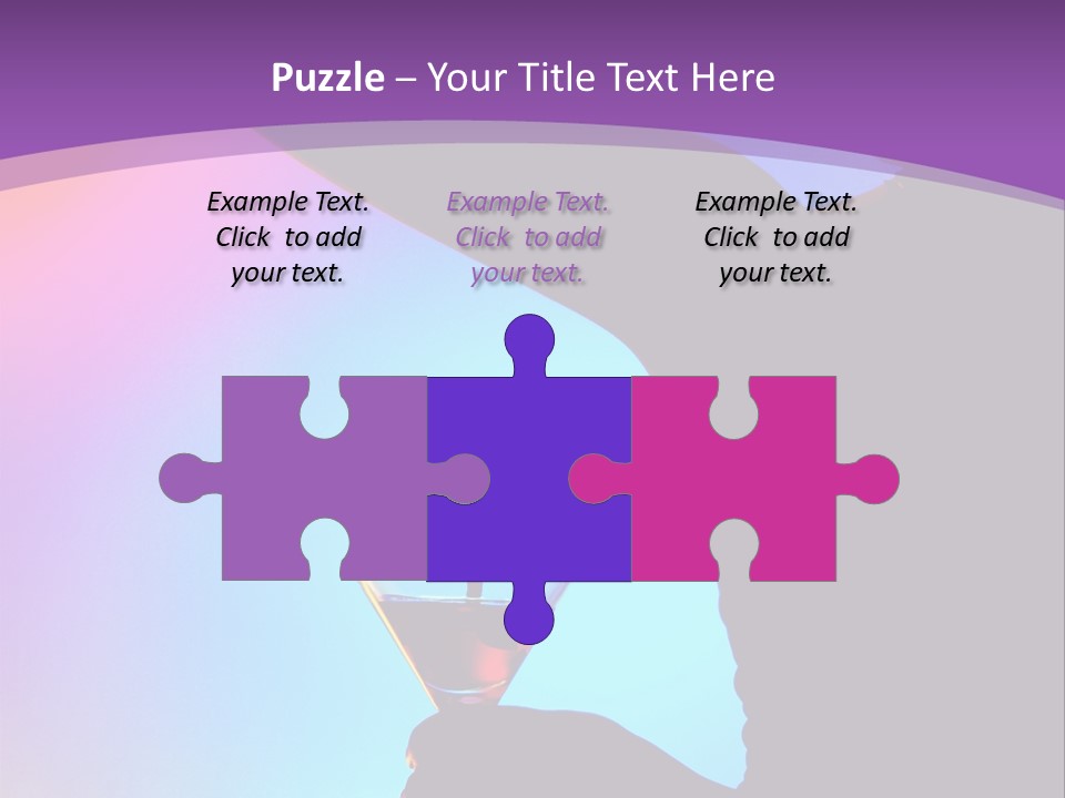 Silhouette Of Dancing Girl With Martini Glass On Colorful Back. Image May Contain Slight Multicolor Aberration As A Part Of Design PowerPoint Template