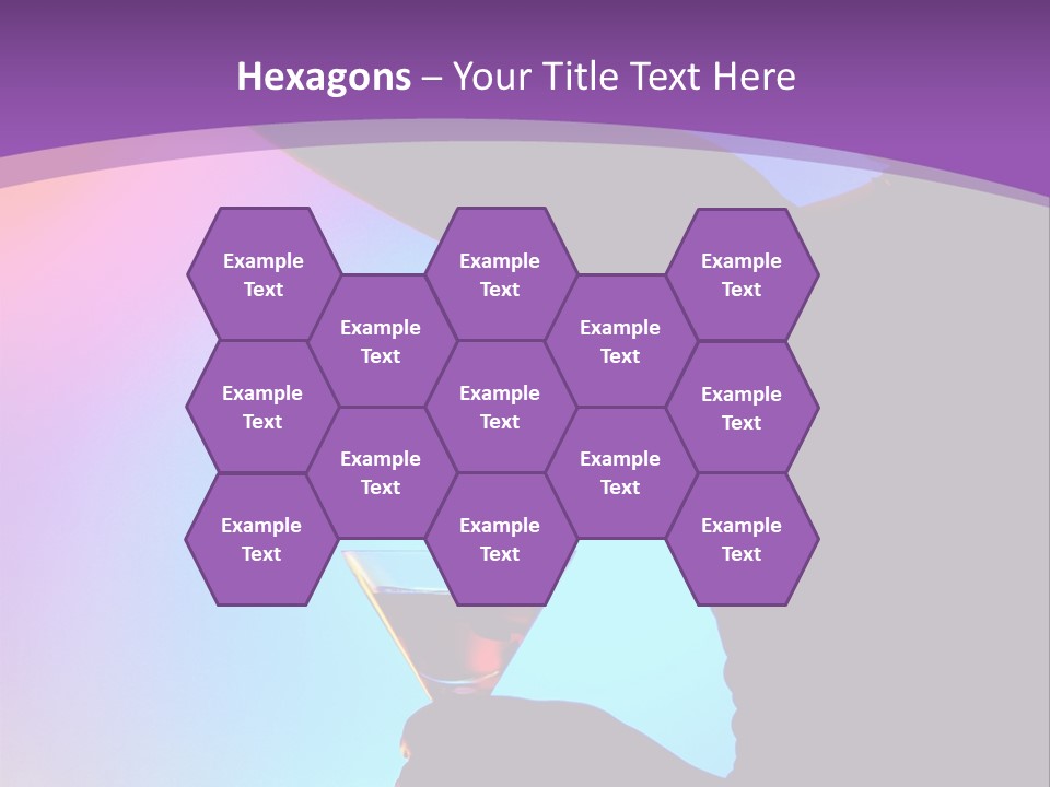 Silhouette Of Dancing Girl With Martini Glass On Colorful Back. Image May Contain Slight Multicolor Aberration As A Part Of Design PowerPoint Template