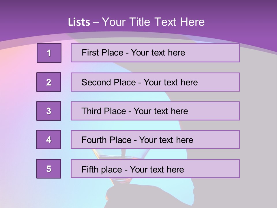 Silhouette Of Dancing Girl With Martini Glass On Colorful Back. Image May Contain Slight Multicolor Aberration As A Part Of Design PowerPoint Template