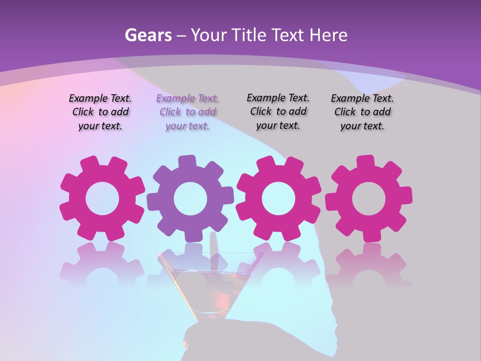 Silhouette Of Dancing Girl With Martini Glass On Colorful Back. Image May Contain Slight Multicolor Aberration As A Part Of Design PowerPoint Template