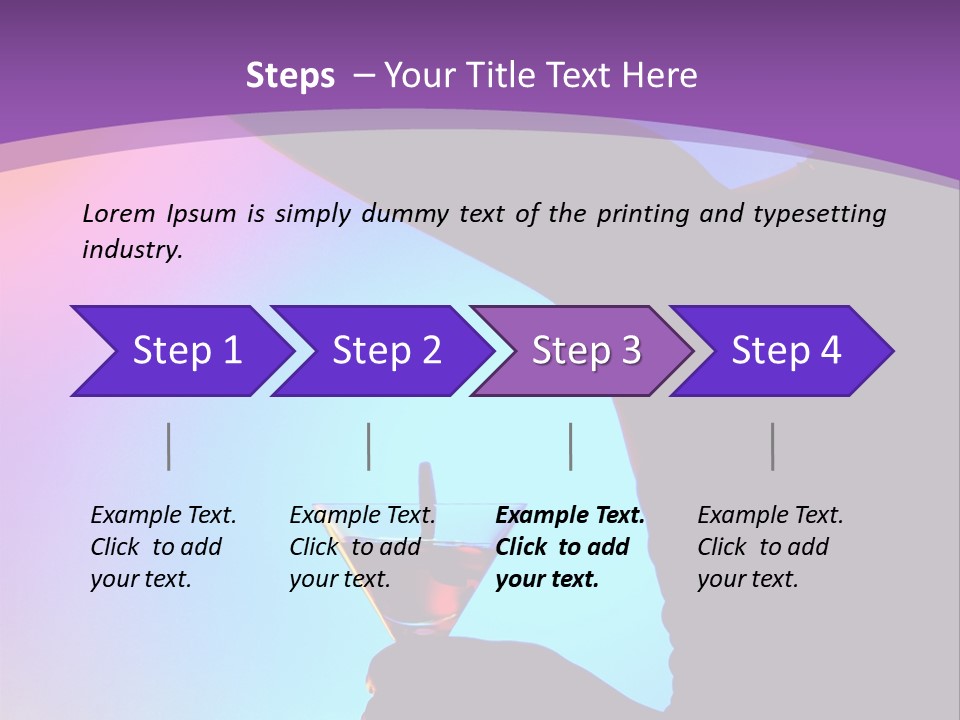 Silhouette Of Dancing Girl With Martini Glass On Colorful Back. Image May Contain Slight Multicolor Aberration As A Part Of Design PowerPoint Template