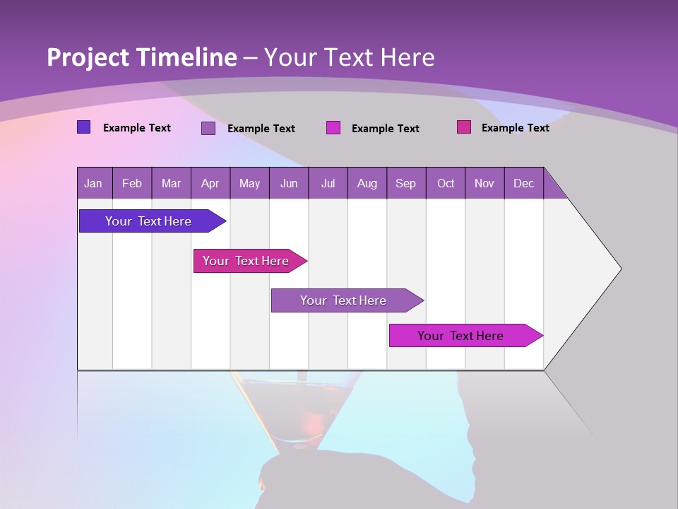 Silhouette Of Dancing Girl With Martini Glass On Colorful Back. Image May Contain Slight Multicolor Aberration As A Part Of Design PowerPoint Template