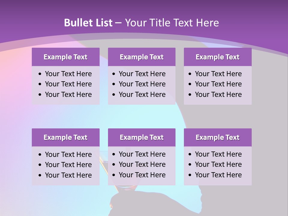 Silhouette Of Dancing Girl With Martini Glass On Colorful Back. Image May Contain Slight Multicolor Aberration As A Part Of Design PowerPoint Template