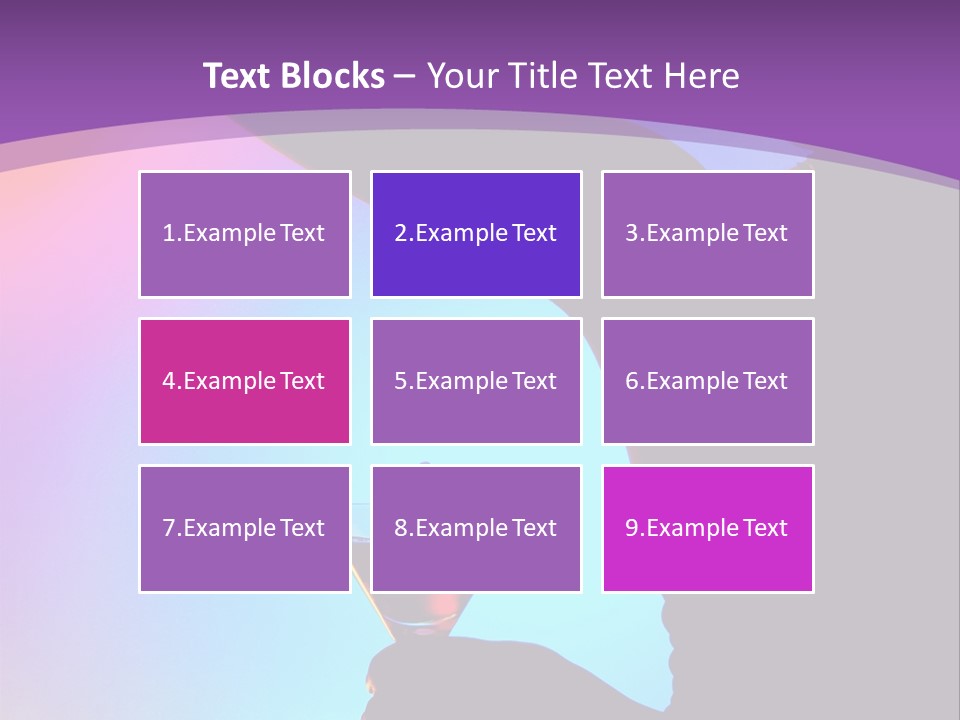 Silhouette Of Dancing Girl With Martini Glass On Colorful Back. Image May Contain Slight Multicolor Aberration As A Part Of Design PowerPoint Template