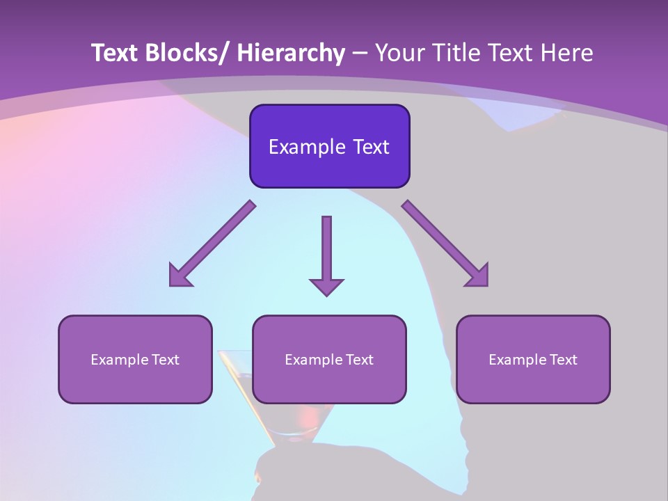 Silhouette Of Dancing Girl With Martini Glass On Colorful Back. Image May Contain Slight Multicolor Aberration As A Part Of Design PowerPoint Template