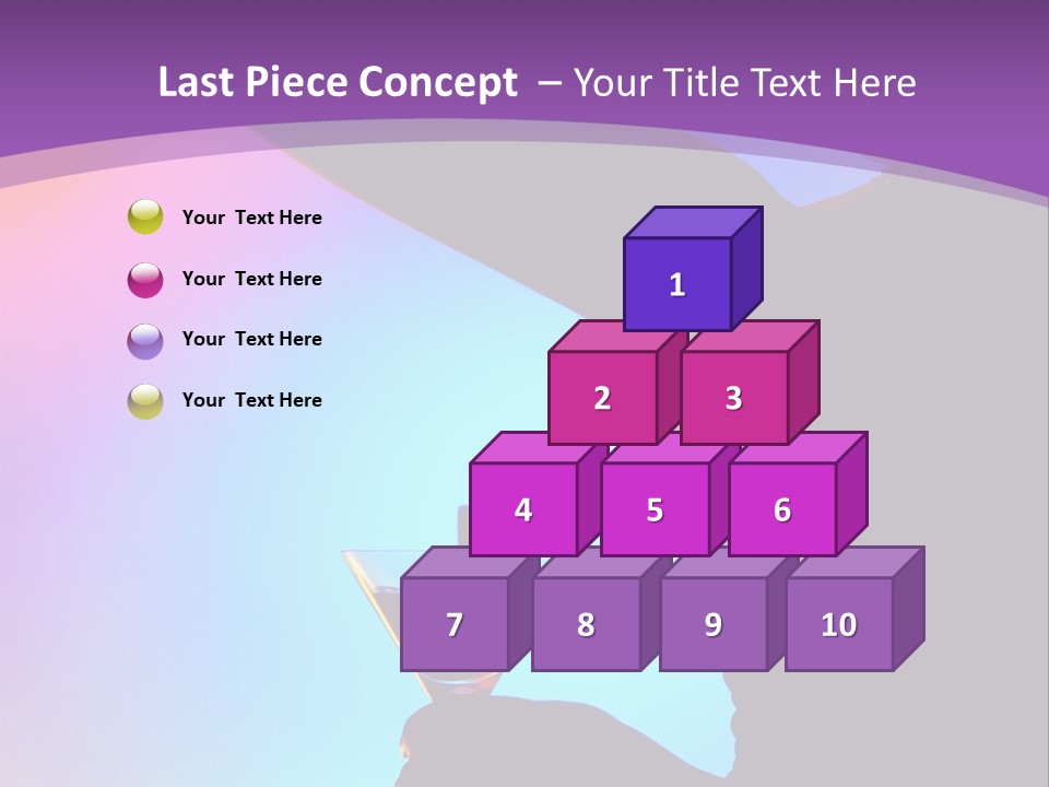 Silhouette Of Dancing Girl With Martini Glass On Colorful Back. Image May Contain Slight Multicolor Aberration As A Part Of Design PowerPoint Template