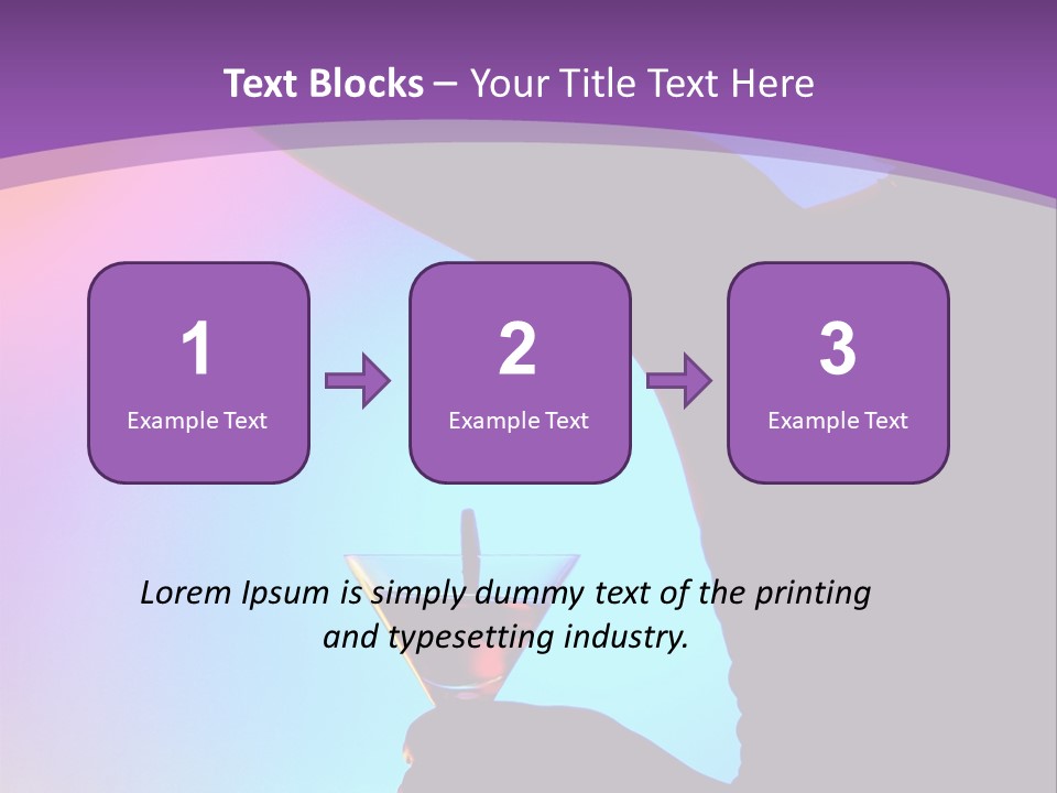 Silhouette Of Dancing Girl With Martini Glass On Colorful Back. Image May Contain Slight Multicolor Aberration As A Part Of Design PowerPoint Template